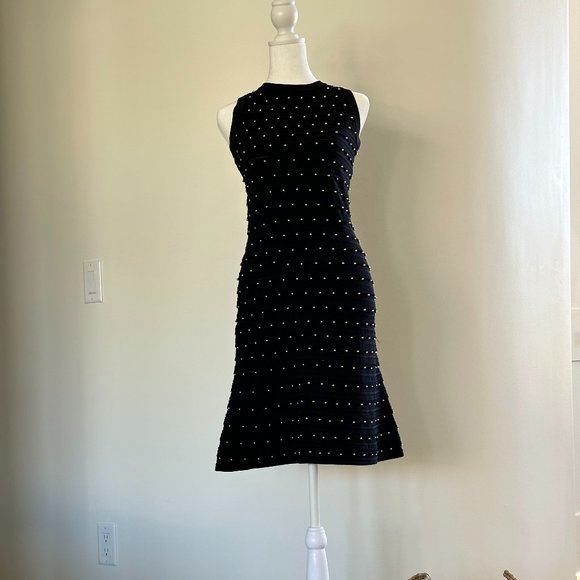 MICHAEL KORS LITTLE BLACK DRESS WITH GOLD BEADS - SZ SMALL - NEW WITH TAGS - Picture 2 of 10